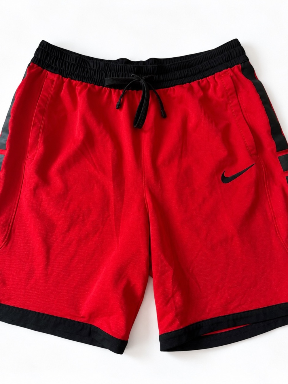 Nike Men's Red Athletic Basketball Shorts with Black Trim Size Large